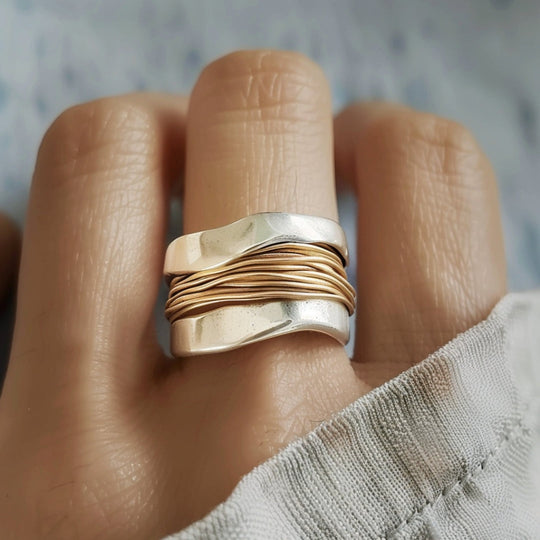 Silver and Gold Wrapped Ring
