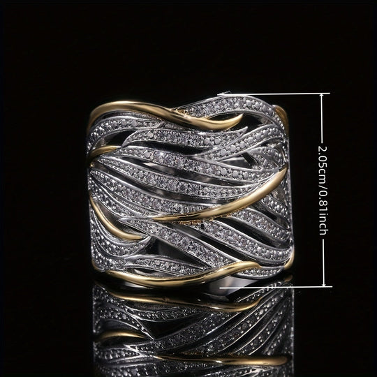 Silver and Gold Woven Band Ring