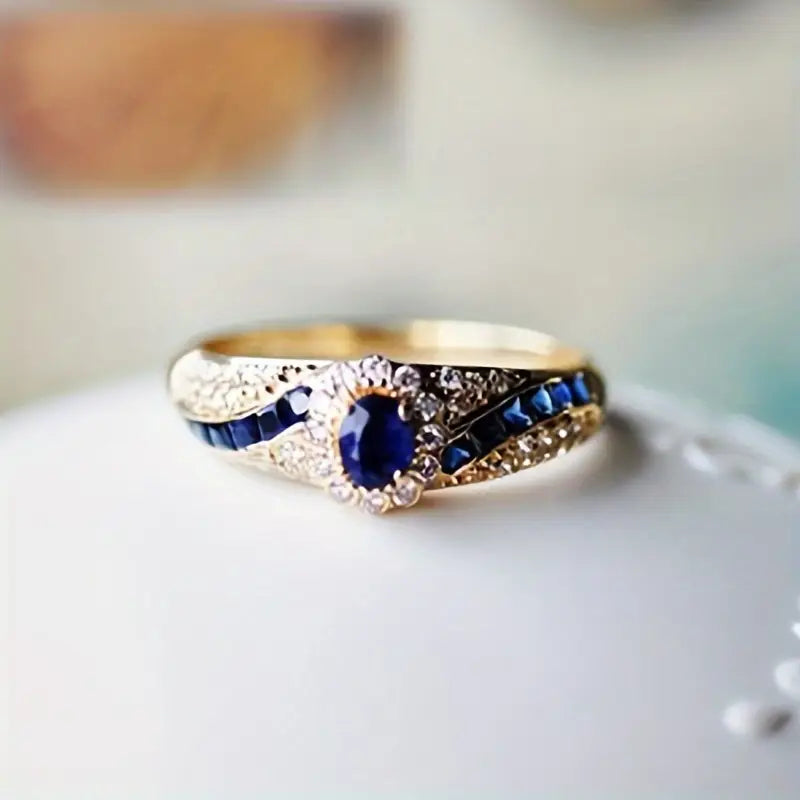 Gold Sapphire Band Ring