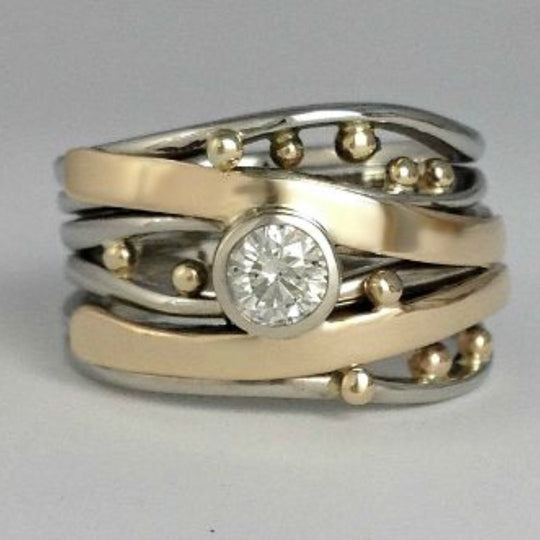 Silver and Gold Bezel Wrap Ring