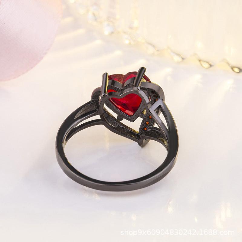 Silver Ruby Heart Ring