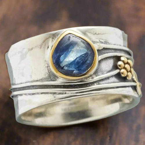 Silver and Gold Bezel Accent Ring