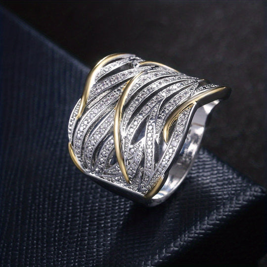 Silver and Gold Woven Band Ring