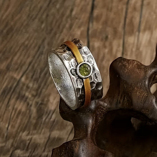 Silver and Gold Rustic Band Ring