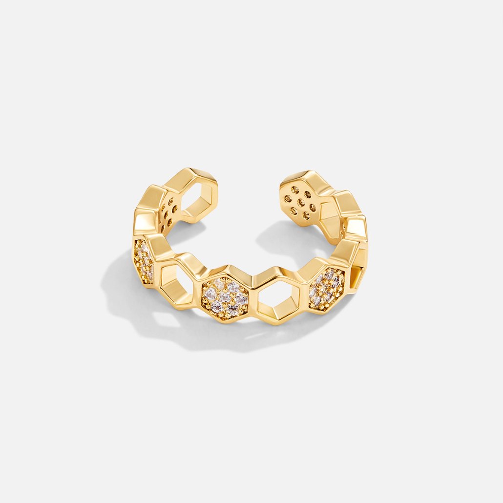 Gold Geometric Open Ring