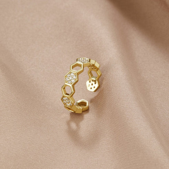 Gold Geometric Open Ring