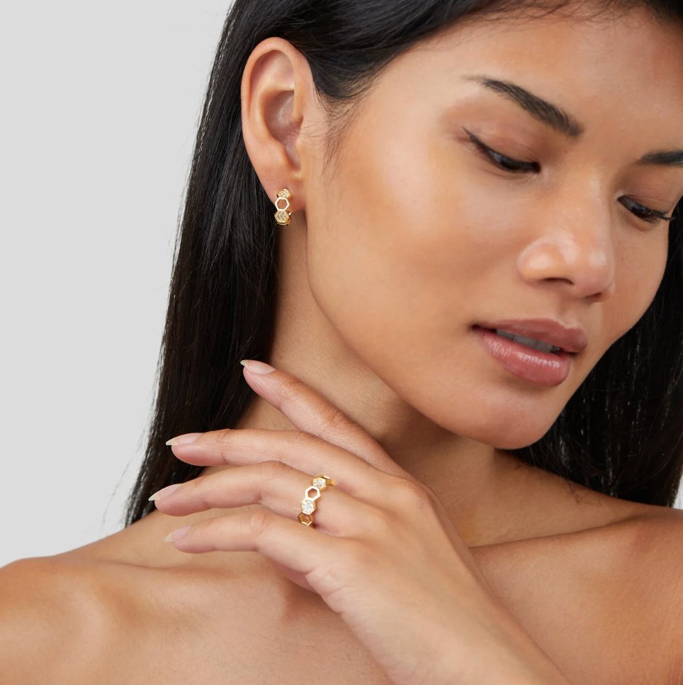 Gold Geometric Open Ring