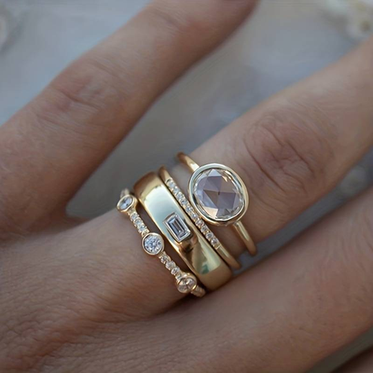 Gold Stacked Bezel Ring Set